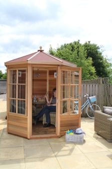 Alton Shipton cedar summerhouse 6ft x 6ft (1.8m x 1.8m) with red felt roof
