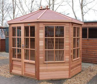 Alton Mickleton cedar summerhouse 8ft x 9ft (2.4m x 2.7m) with red felt roof
