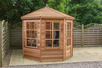 Alton Tetbury cedar summerhouse 8ft x 8ft (2.4m x 2.4m) with cedar slatted roof
