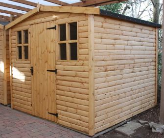 Woodford 8x8 with Georgian windows & log lap cladding